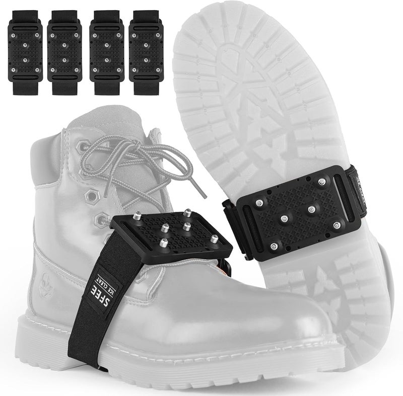 Sfee Ice Cleats Crampons, Easily Rotate Ice Grippers Ice Cleats for Shoes and Boots with Tungsten Studs Shoe Spikes - Image 1
